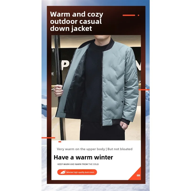 

Men Winter Cotton-padded Jacket Fashionable Baseball Collar Outdoor Down Jacket Light Duck Down Down Jacket Jacket Men Warm Coat