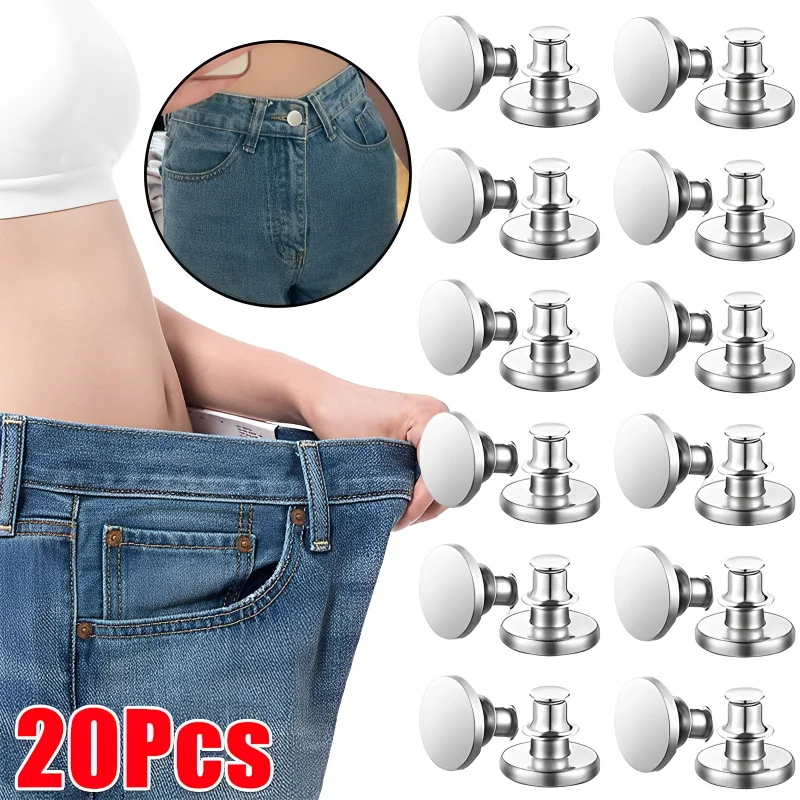 20/4PCS Adjustable Jeans Pin Button Fast Pants Pin for Jeans Retractable Button Sewing-Free Buckles DIY Clothing Garment Button