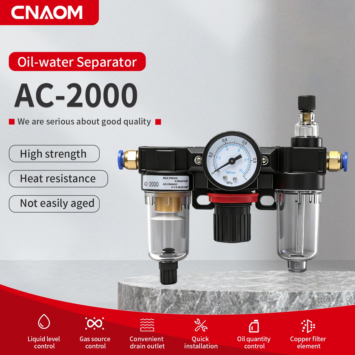 

Регулятор давления AC2000 1/4 дюйма с манометром, фильтр-влагоотделитель для воздушного компрессора, для фильтрации воды и осушения