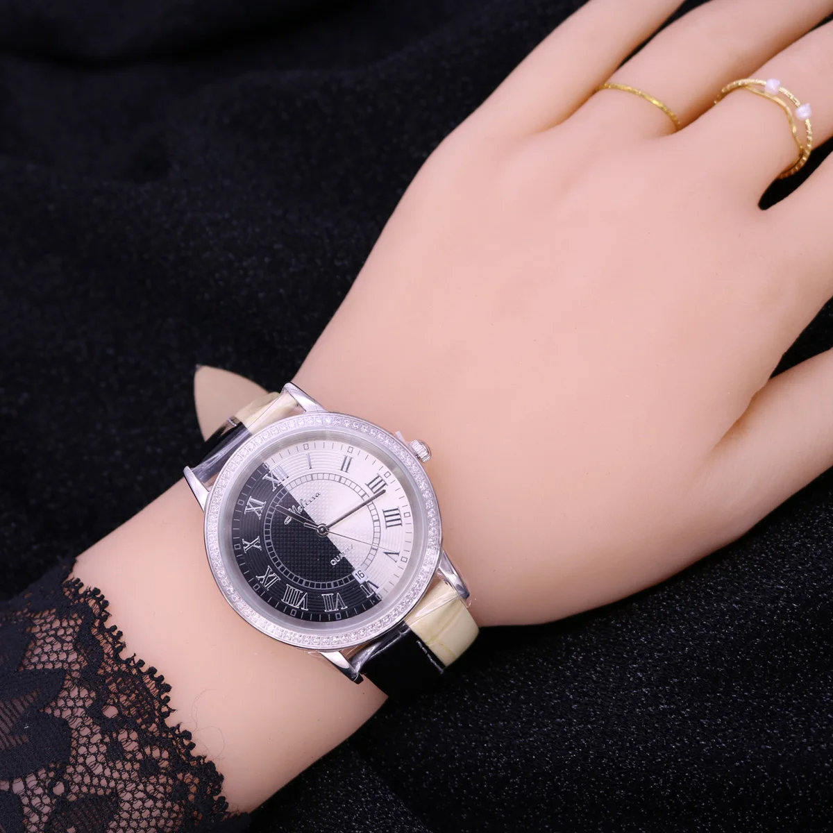 Sprzedaż!!! Rabat Melissa Crystal Multifunctions stare typy męski zegarek damski japonia Mov\'t godziny mody skórzany prezent dla dziewczyny