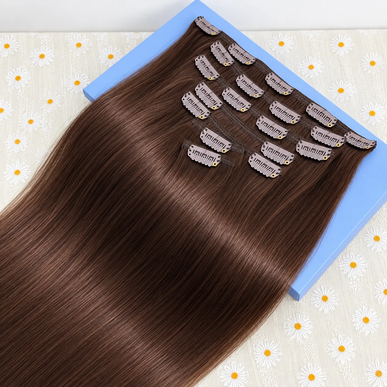 18-26 Inch 4A Brown Clip In Hair Extensions 100% Human Hair 120Grams/Pack 7Pcs/Sets Brazilian Real Remy Straight Hair Colored Brown Clip on Hair Extension For Women