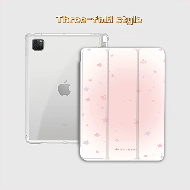 

Чехол для планшета с розовыми звездами для iPad Pro 10/11 дюймов 2020/6-го/7-го/8-го поколения/Air 3-го поколения/Air 4-го поколения/9-го поколения/Air 5-го поколения 2022/Air 20