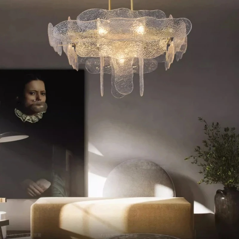 

Modern Glass Golden Chandelier Saving Energy Suitable for Living Room Bedroom Dining Room Indoor Glossy Customized Hanging Lamp