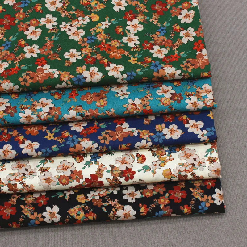 

Colorful Printed Fabric Pure Cotton Small Floral Cloth Rural Style Flower Poplin for Handmade DIY Clothing,Curtain,Tablecloth