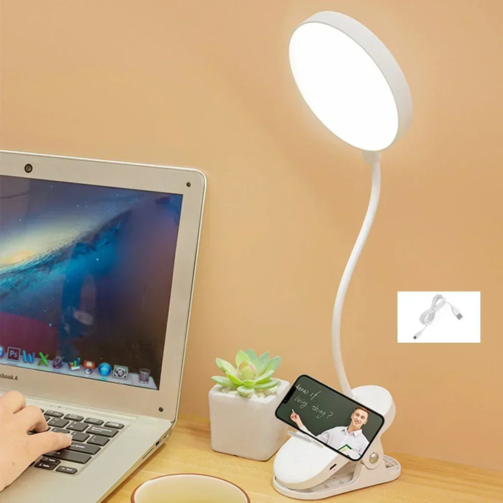 Desk Lamp USB Rechargeable Table Lamp With Clip Bed Reading Book Night Light LED Desk Lamps 3 Modes Dimming Eye Protection DC5V