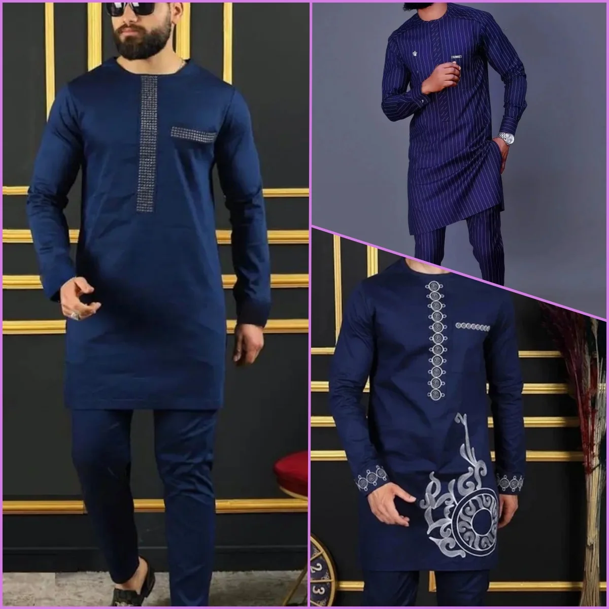 2024 neue afrikanische traditionelle elegante Kleidung Casual Fit Set Herren bekleidung Business-Anzug 2-teiliges Set Kaunda-Stil Herren anzug