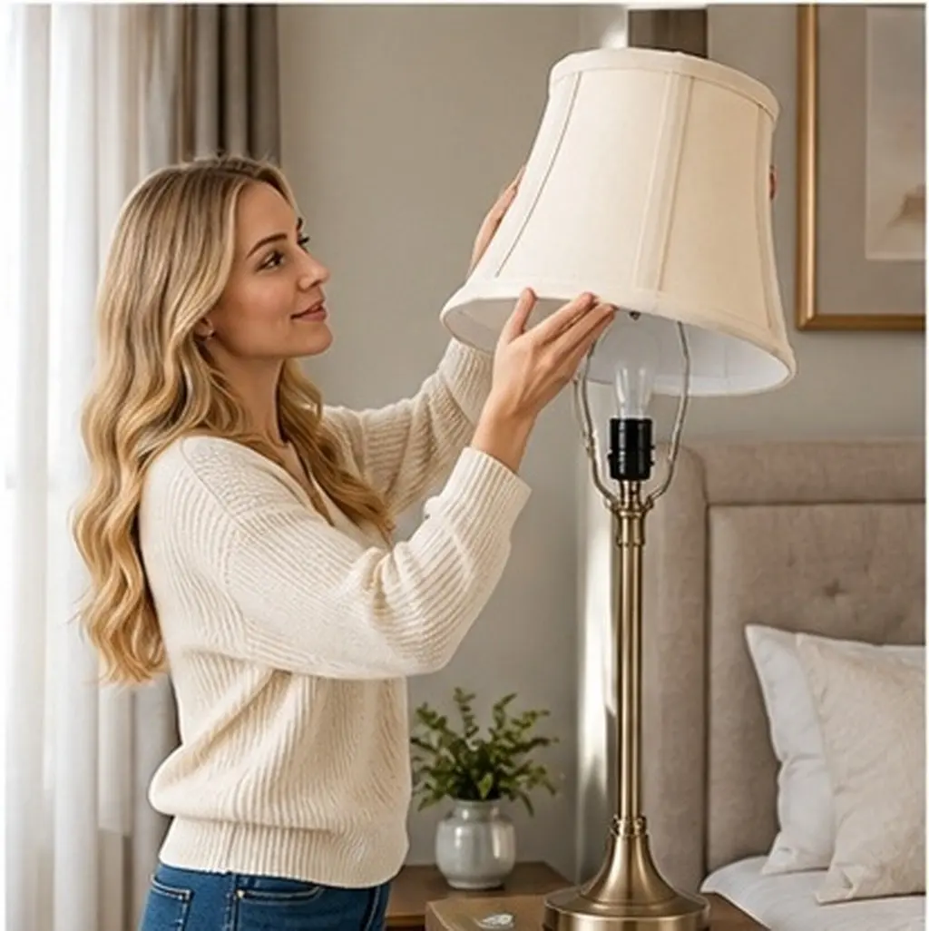 1Pcs Fabric Lamp Shade Canvas Iron Material Simple Style Household Dust Cover Lamp Screen Warm Light Decoration