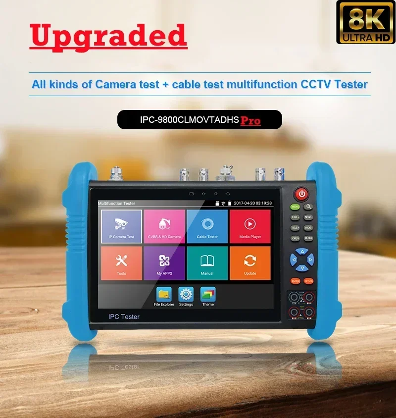 New IPC-9800CLMOVTADHS-Pro IPC CCTV Tester 8MP AHD CVI TVI Camera 8K IP Camera Tester 7'' VGA HDMI Cable Test