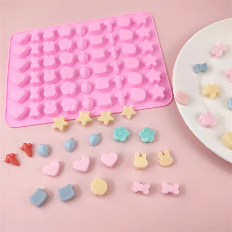 54 Cavities Fruit Animal Silicone Fondant Mold DIY Cake Decoration Tools Jelly Ice Cubes Handmade Drip Glue Fire Paint Wax Molds