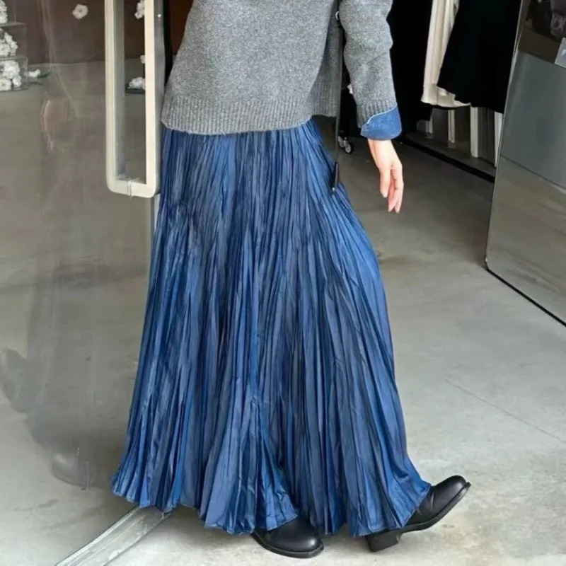Miyake Pleated Skirt 2026 Autumn New Thickened Gradient Color Irregular Texture Casual Elegant Versatile Women's Large Hem Skirt