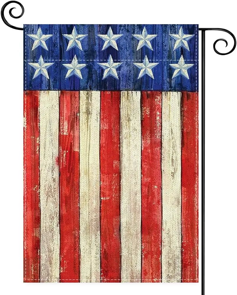 The Stars and The Stripes 4th Of July Mini Garden Flag 12x18 Inch Double Sided, Best Chocie Independence Day Small Burlap Garden