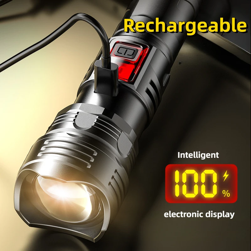 20W White Laser LED Flashlight Rechargeable Torch Lighting Tactical Lantern Ultra Powerful Outdoors Flashlights USB Charging