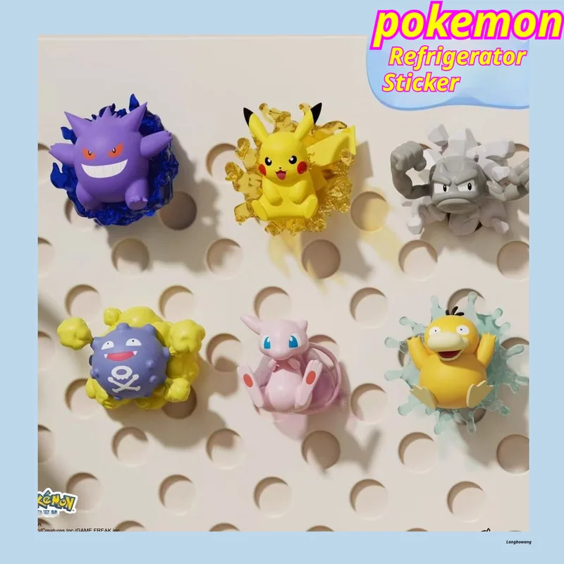 

Authentic Pokemon Series Peripheral 3d Magnetic Refrigerator With Pikachu Gengar Psyduck Doll And Dreamy Pikachu Decoration Gift