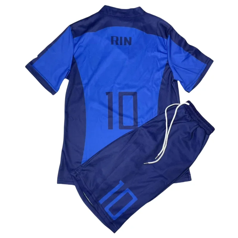 Anime Rin Cosplay Costumes U20 Match Football Jersey Rin Itoshi Soccer Uniform Set Captain's Armband Wigs Gloves