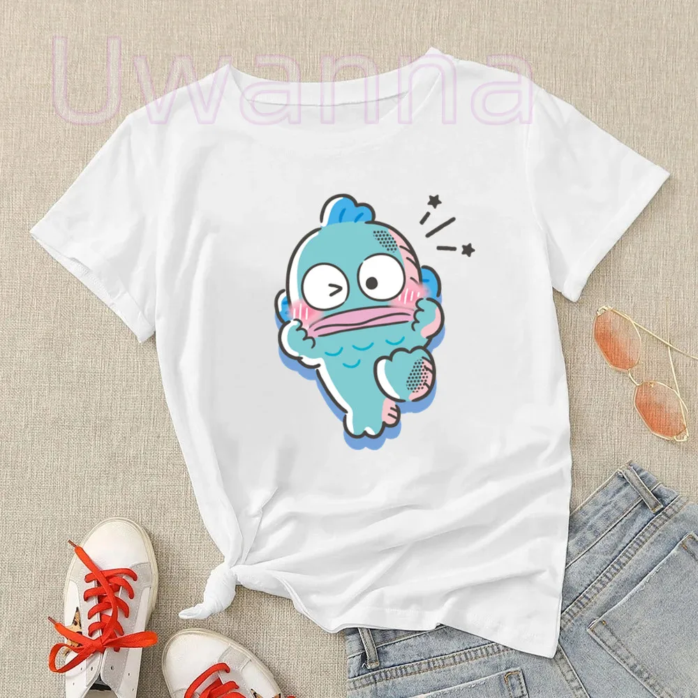 

Kawaii Hangyodon Femme T-shirt Graphic Cute squid Women Clothes Summer Casual Streetwear Cartoon T Shirt Women Clothing