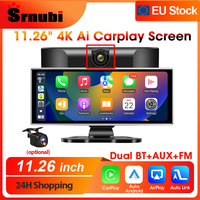 Srnubi 11.26 Inch 4K Dash Cam Car DVR Wireless Android Auto CarPlay Mirror Link Navigation Dual Len Video  Recorder AUX BT FM