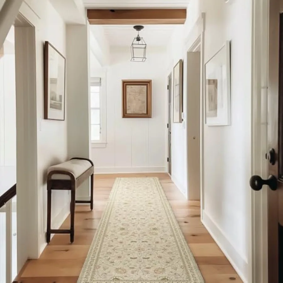 

EVERGRACE Hallyway Area Runner Rugs 2x10 Boho Floral Faux Wool Indoor Outdoor Rugs Washable Rugs for Bedroom Dining Room Living