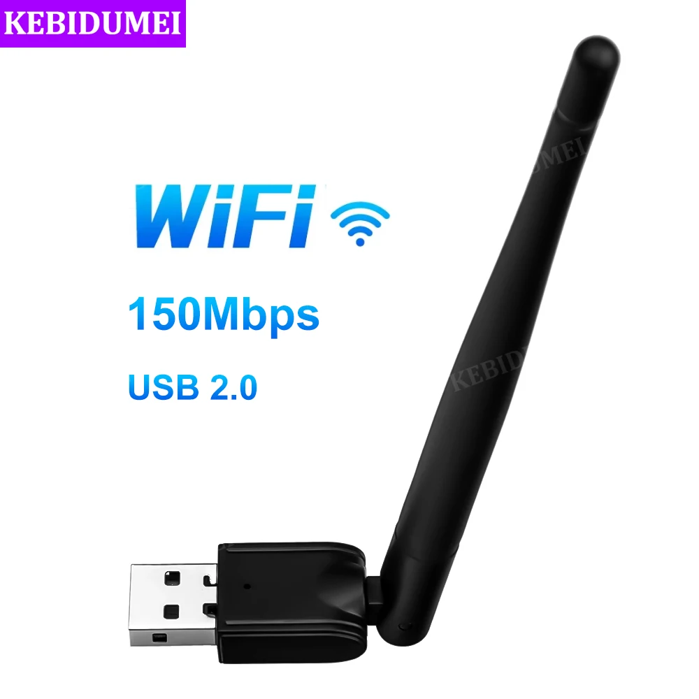 Mini adaptador WiFi USB, antena de 150Mbps, 2,4G, USB Lan, Ethernet, receptor WiFi, adaptador de tarjeta de red inalámbrica, Dongle para PC,