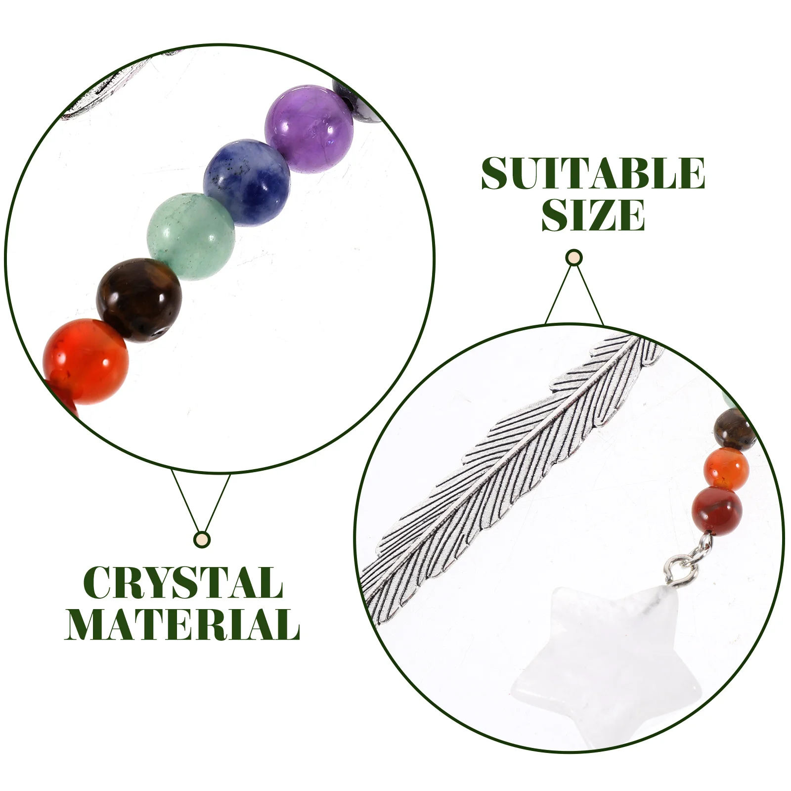 

Crystal Pendant Plume Shape Bookmark Natural Delicate Book Markers Vintage Bookmark Decoration Retro Style Chain Craft Unique
