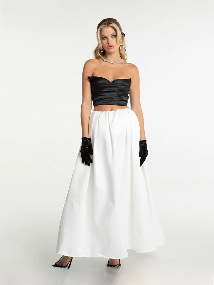 

Nana Jacqueline Satin Ear Set Women's Retro Sexy Pleated ort Top Umbrella Skirt Faion Set Polyester Fiber 25-35 Years...