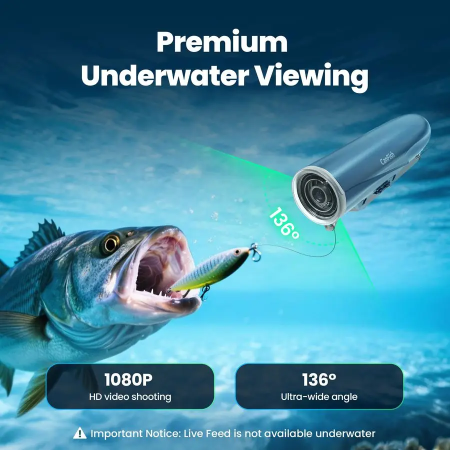Fishing CamX Fishing Finders Camera Camera, HD 1080P amp136UltraWideAngle, 656FT ROV Waterdicht Bewegingsdetectie Gesegmenteerd Intellig