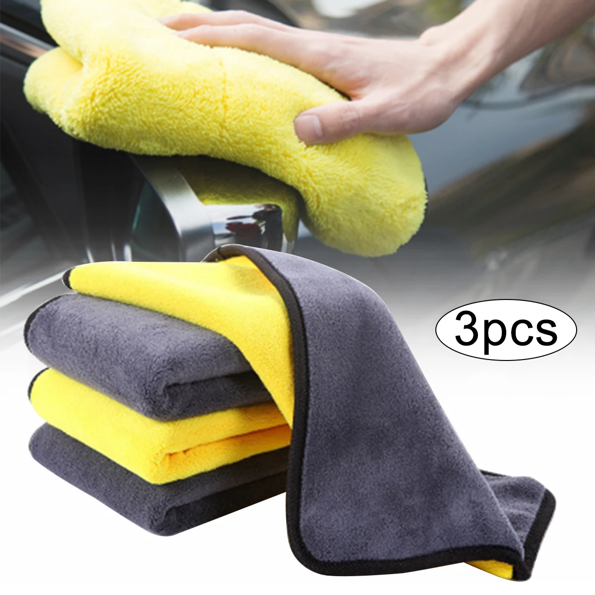 

3pcs Microfiber Car Wash Towel Car Cleaning Tools Cloth Cleaning Tools Car Wash Black Microfiber Towel