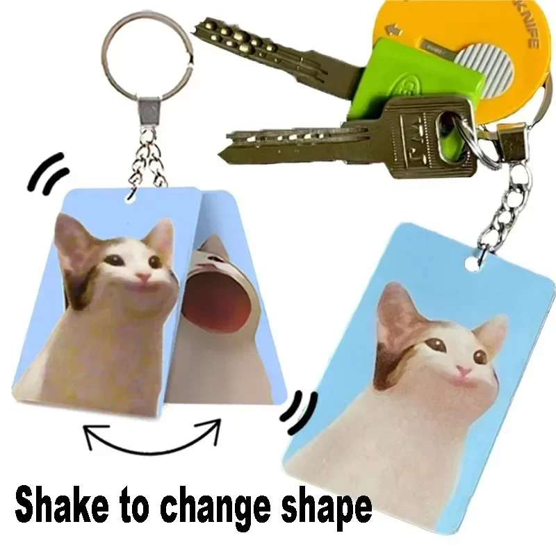 Creative Funny Pok Mouth Cat Shakes Dynamic Changeable Funny Personalized Keychains Acrylic Lovely Playful Interesting Key Ring