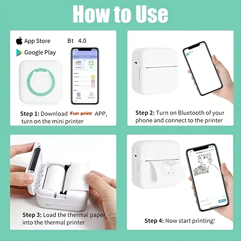 Drukarka kieszonkowa z aparatem, zabawki dla dzieci, bezprzewodowa, bez tuszu, termiczna, drukuje naklejki, papier, etykiety, notatki do pamiętnika, prezent urodzinowy