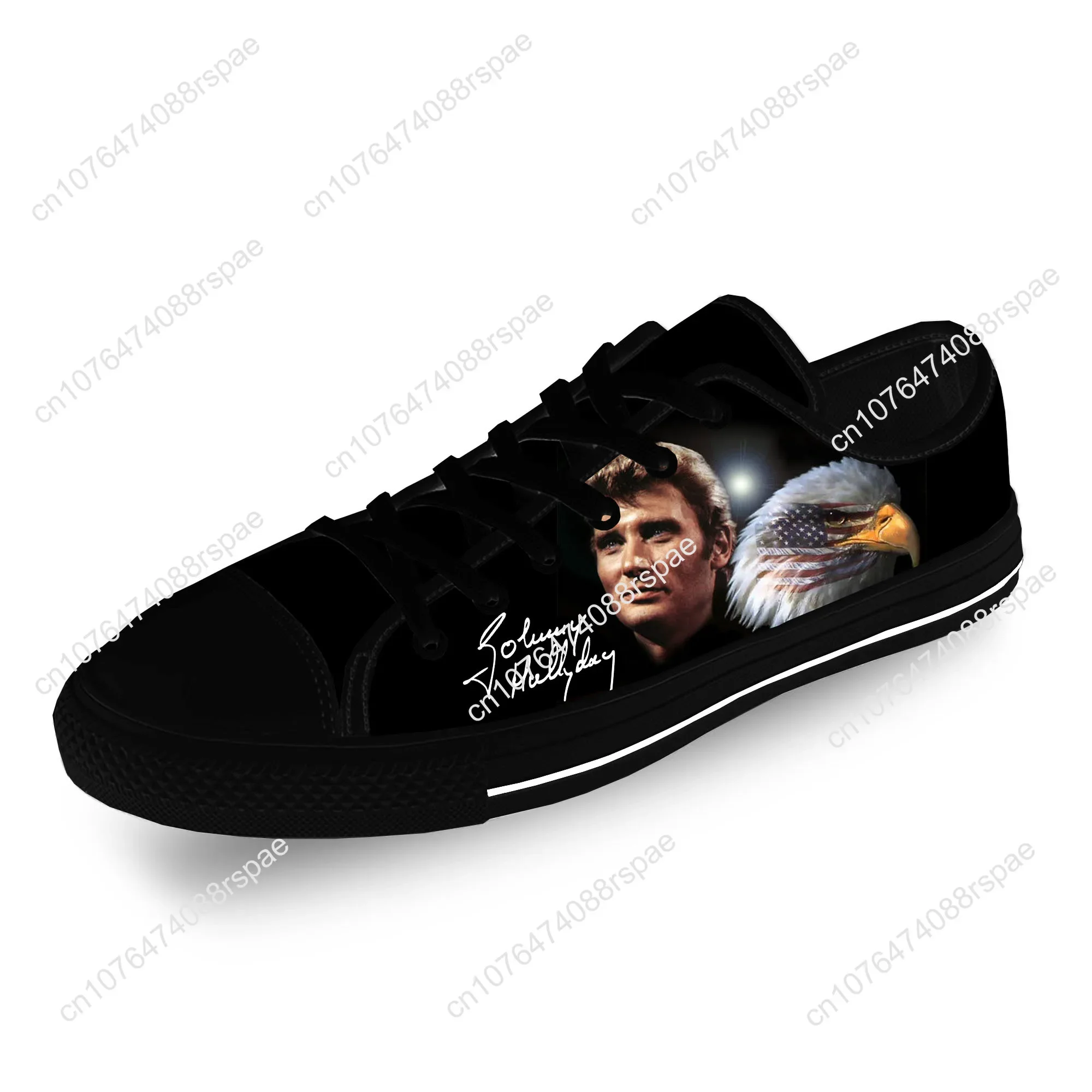 Zapatillas de lona con estampado 3D de Johnny Hallyday Rock Star para hombre y mujer, zapatos bajos de tela ligera, informales y transpirables