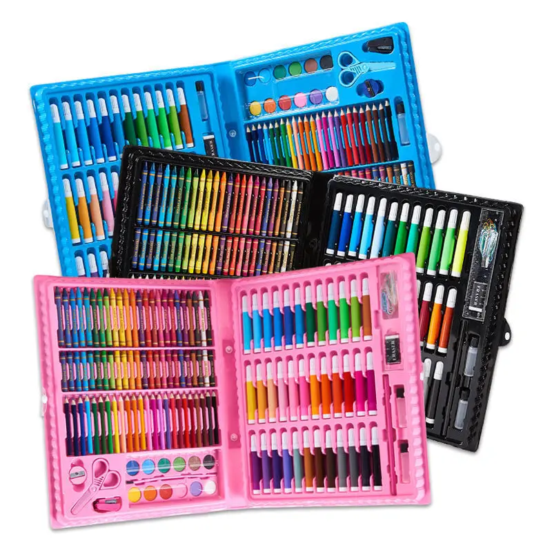 Multi Painting Set for Children, Students' Art Supplies Gift with Carrying Case, Watercolor Pen Oil Pastel Colored Pencil, etc.