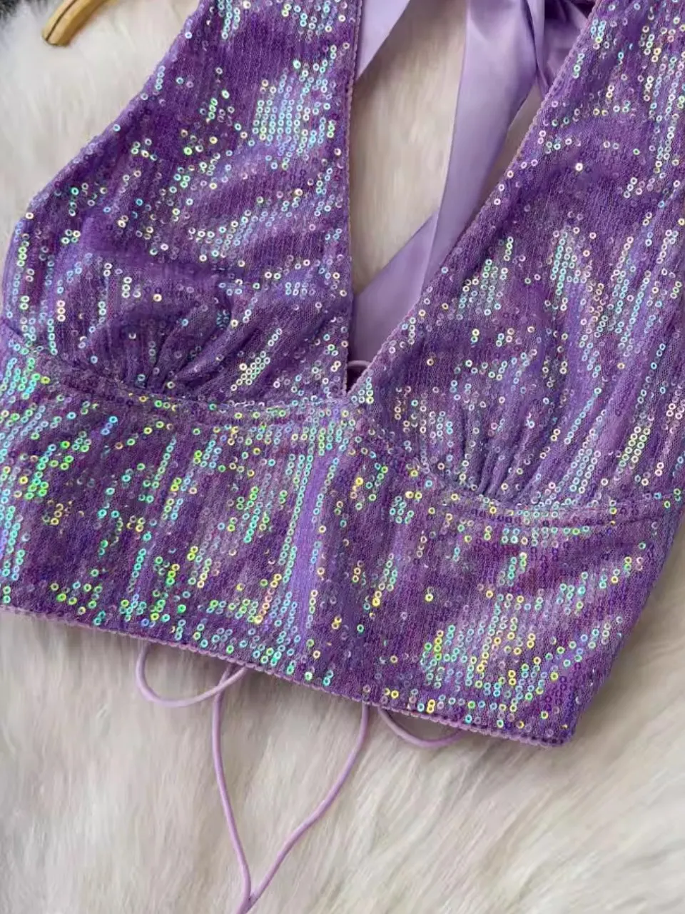 Foamlina americano quente sexy lantejoulas alças halter topo para palco noite clube festa menina y2k brilhante halter suspender colete camis