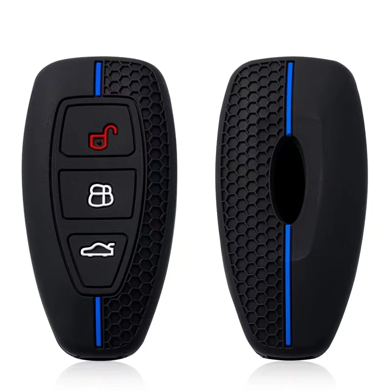 Car Key Pack for Ford ST Line Fiesta Focus Mondeo Ecosport Kuga Puma Edge Escape Metallic Silicone Car Key Fob Case Accessories