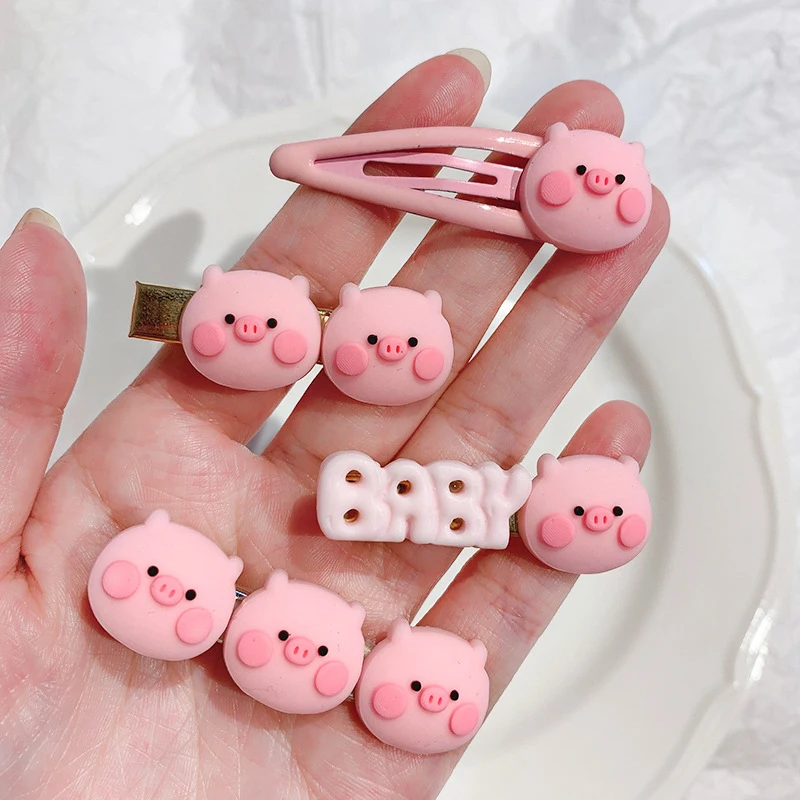 Kawaii Pink Piggy Hair Clip Sweet Girls Bangs Side Clip Cute Cartoon Pig Hairpin Women Girl Hair Accessories