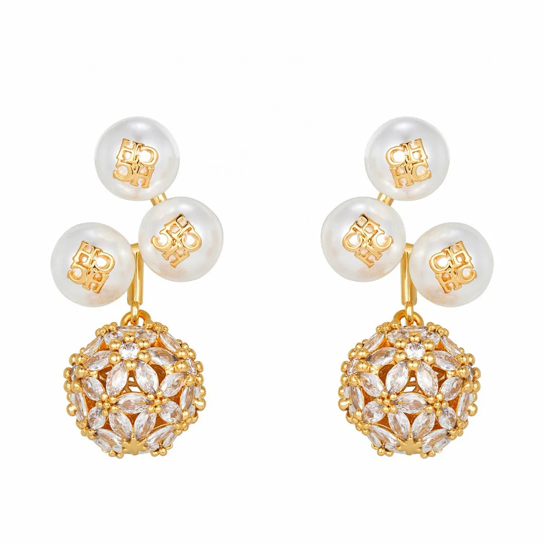 CHHC 2026 أقراط اللؤلؤ للنساء، أقراط متدلية أنيقة من الزركون، مجوهرات أذن قطرة عتيقة، هدية لها #2