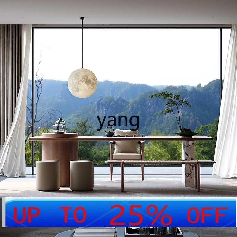 

LMM light luxury modern simple solid wood tea table and chair combination living room creative minimalist rock slab tea table