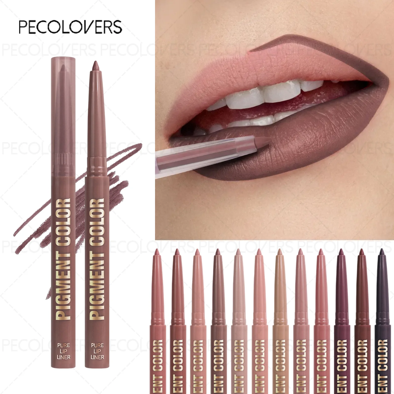 1 lápiz delineador de labios resistente al agua de larga duración: fácil colorear con un gran reproducción de color para diversos looks de labios