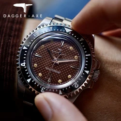 DAGGER-AXE Men's watch Dive Watch Automatic Mechanical Waterproof 100M Stainless Steel Bracelet 40mm Diver watch men watches