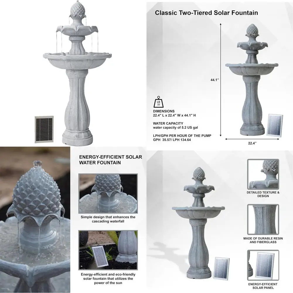 

Двухуровневый фонтан из белого стекловолокна на солнечной энергии с функцией автоматического выключения для наружного пространства