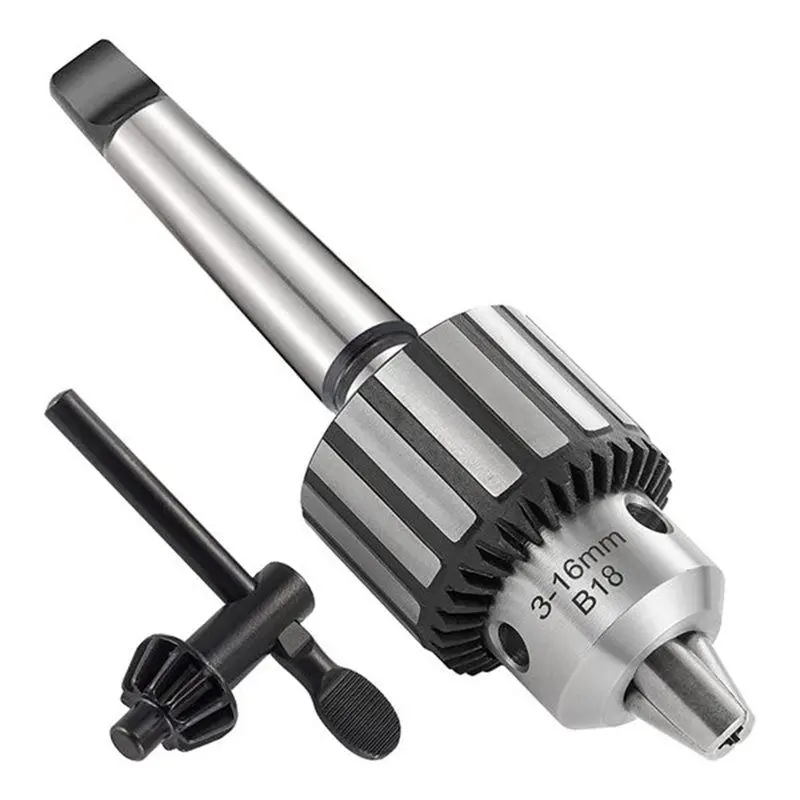 F-F 3-16Mm Drill Chuck With Key For Woodworking With Morse Taper Arbor MT2 B18 Mount 3-16Mm,Portable Drill Guide