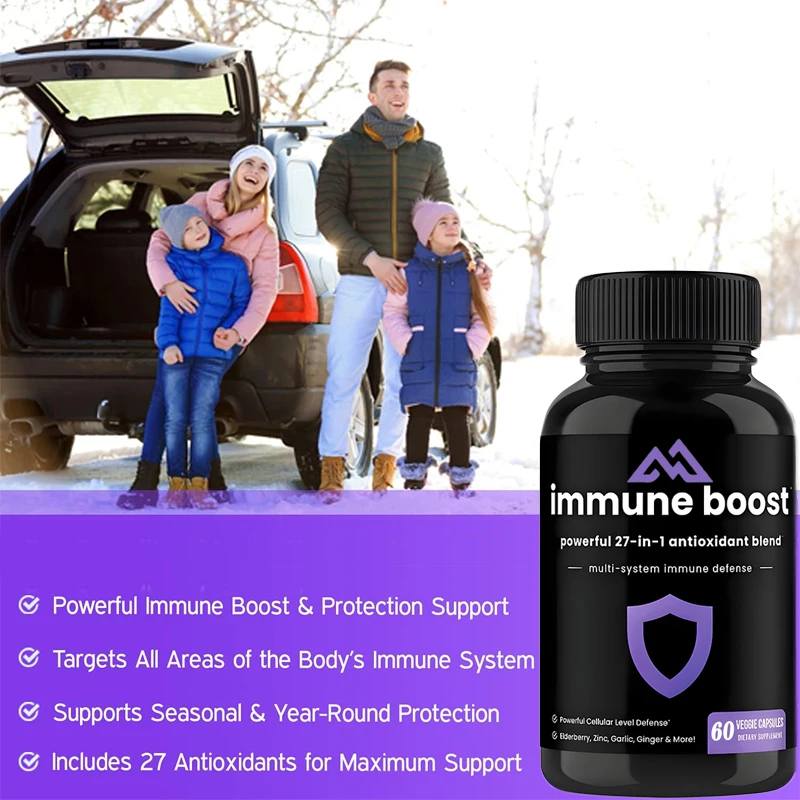 

27 in 1 antioxidant immune support enhances vitamin C, 5000 IU D3, elderberry, zinc, 1 billion colony probiotics, etc