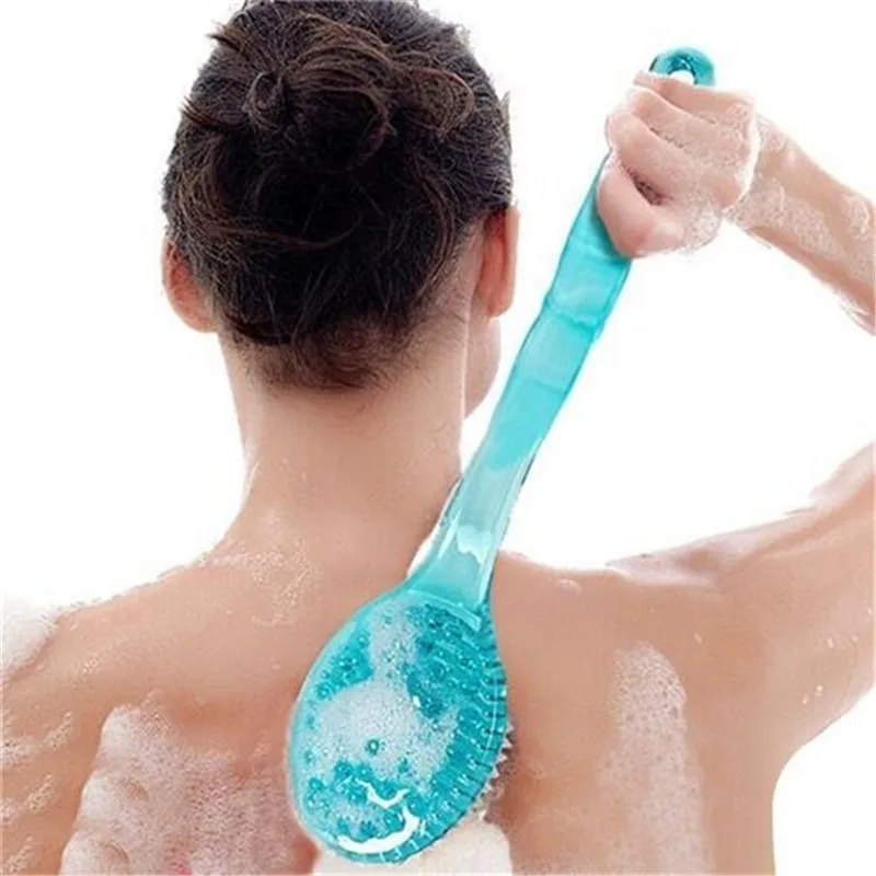 1Pc Long Handle Bath Brush Soft Hair Bath Brush Back Ball Brush Bathroom Body Brushes Mud Back Scrubber Shower Massage Brushes