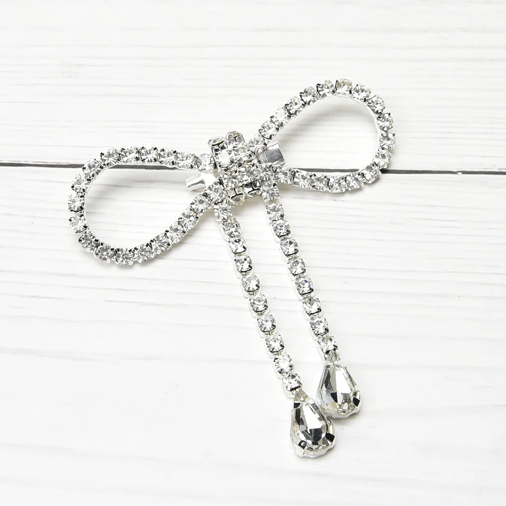 5 sztuk jasny kolor Rhinestone łuk broszki dla kobiet kryształ Bowknot Pin biżuteria do ubrania DIY aplikacja akcesoria ślubne — zdjęcie 3