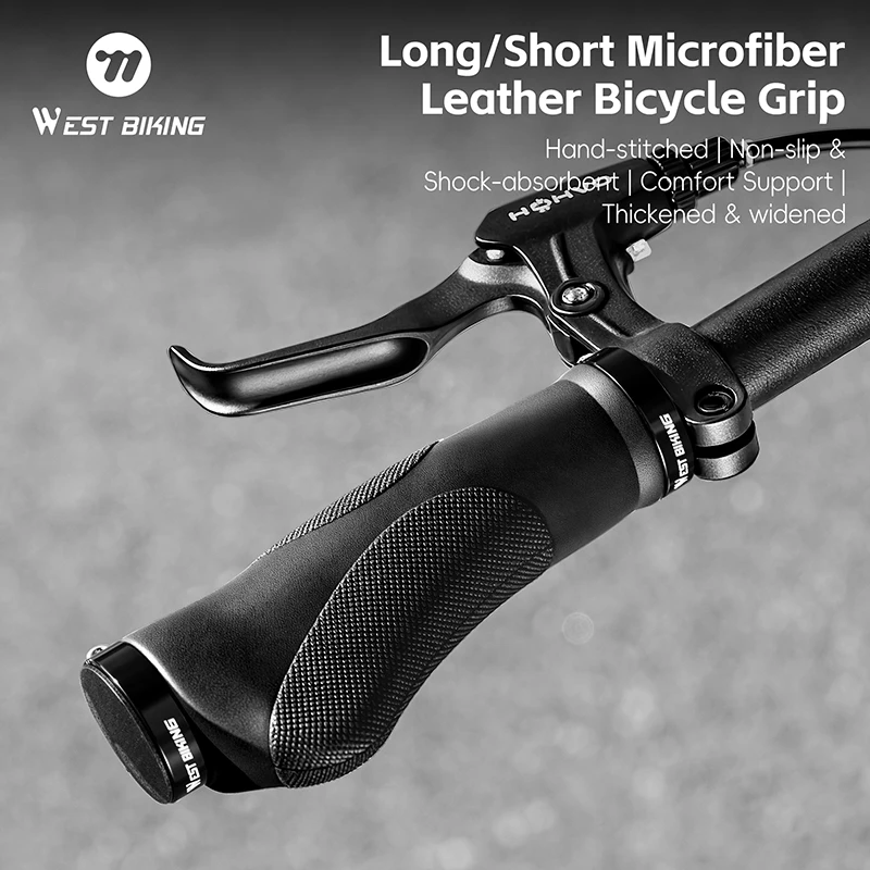 

WEST BIKING Microfiber Bike Grips Short/Long Ergonomic Anti-Slip Shock-Absorbing MTB Bicycle Scooter Handlebar Covers Accessorie