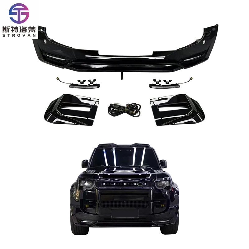 

STLF Clrak Car Bumper Modification Upgrade New Model Front Lip Bumper Accessories with Fog Light for LR 2020-2025 Defender