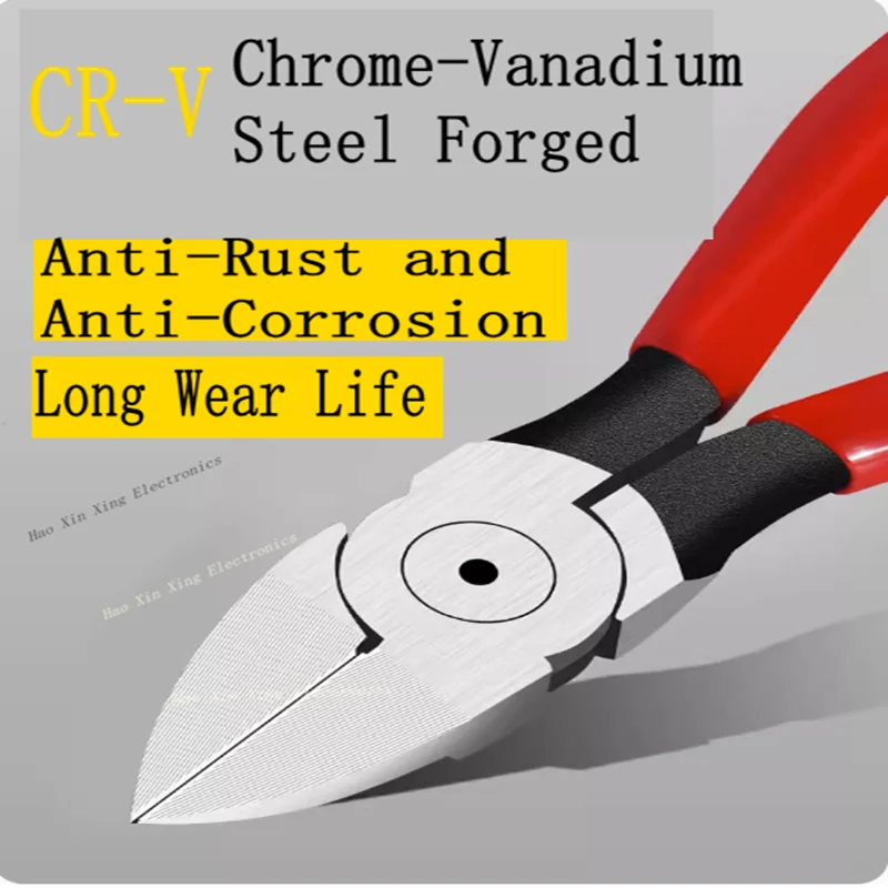 Chrome vanadium steel industrial grade electrician special eccentric diagonal mouth open wire cutting pliers