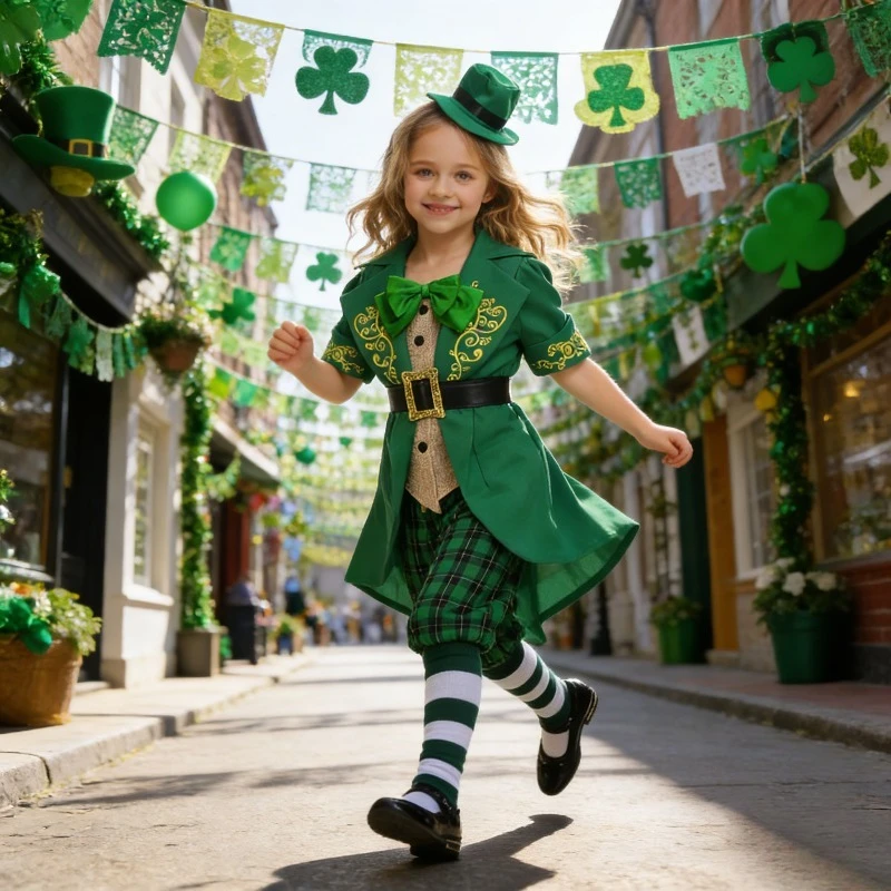 

Children's Elf Fairy Costume Irish Cultural Carnival Costume St. Patrick's Day Themed Holiday Costume