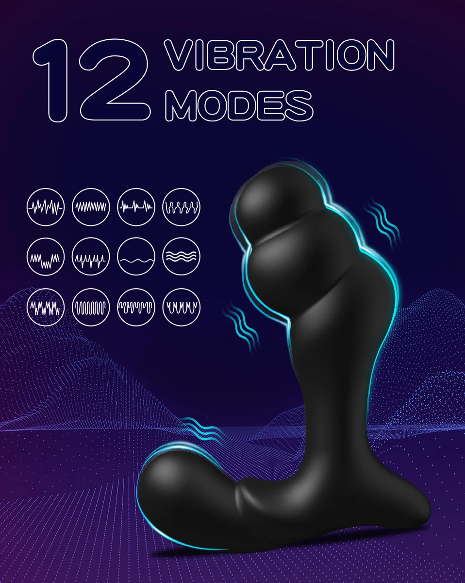 Vibrating Prostate Massager Anal Training Butt Plug With 12 Vibration Modes G-Spot Vibrator Anal Beads Sexual Stimulation Device