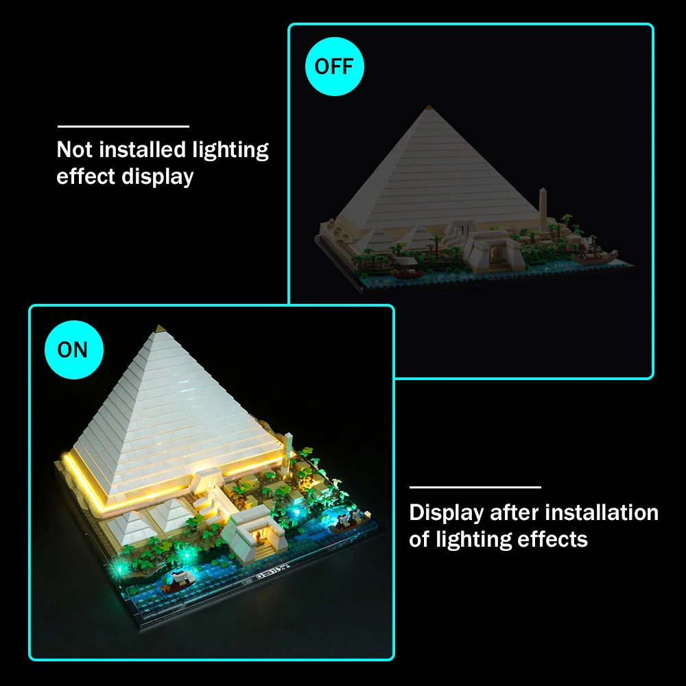 VONADO LED Light Kit For 21058 Great Pyramid Building Blocks Set (NOT Include the Model) Bricks Toys For Children