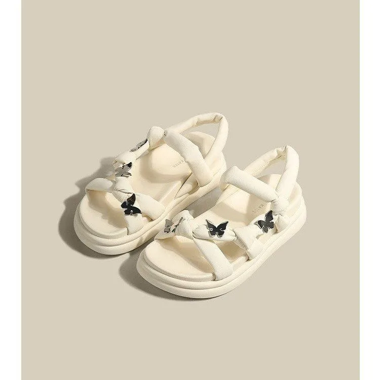 

Thick-soled White Sandals for Women 2026 New Stylestepping on Poop' Feeling, Single-strap Roman Sandals, Fairy-style Beach Shoes