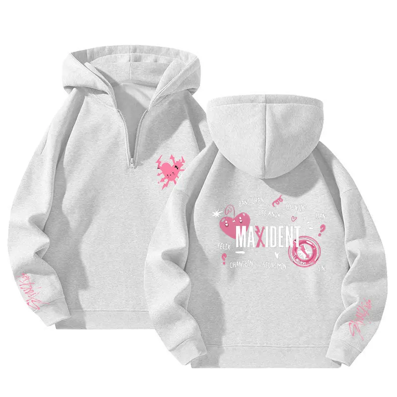 Hot Discount Stray Kids Maxident Hooded Fleece Sweater Women Men Spring And Autumn Casual Kpop Long Sleeves Zipper Hooded